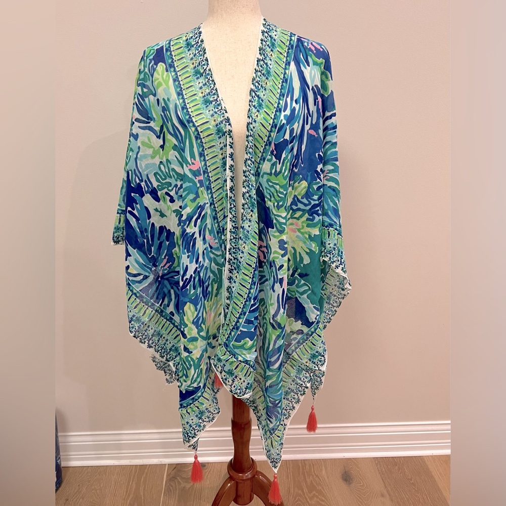 LILLY PULITZER Wade and Sea Pattern Island Caftan Kimono Cover Up